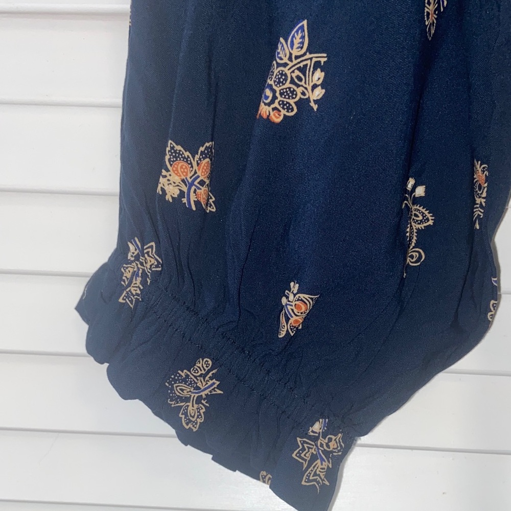Madewell Boho Navy Floral Long-Sleeve Maxi Dress Woman’s XS - Picture 5 of 7